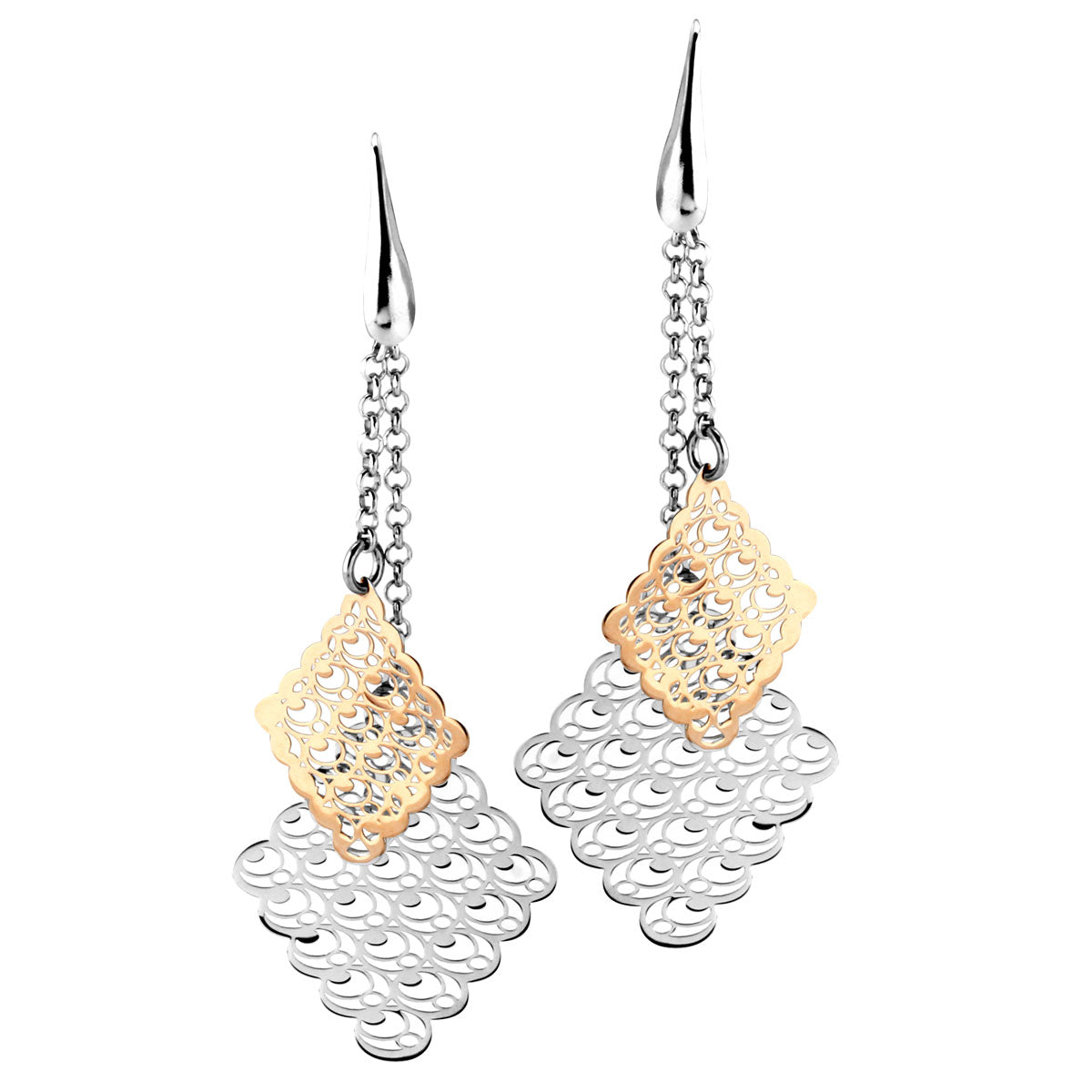 Rose Gold & Rhodium Earrings-343611