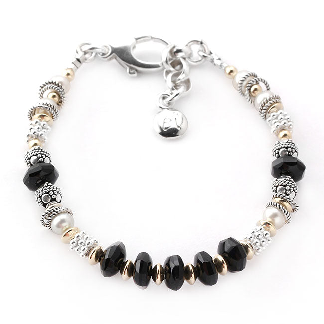 Black Agate, Pearl & 14KTGF Bracelet 167048