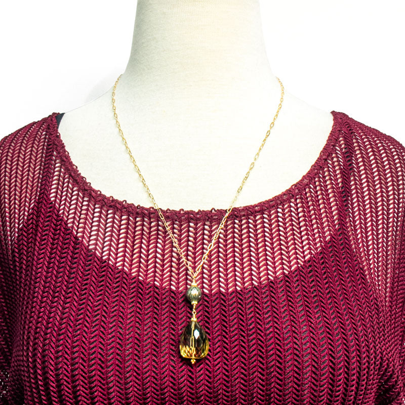 Impressionist Collection Honey Quartz & Carved Pearl Necklace