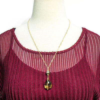 Impressionist Collection Honey Quartz & Carved Pearl Necklace