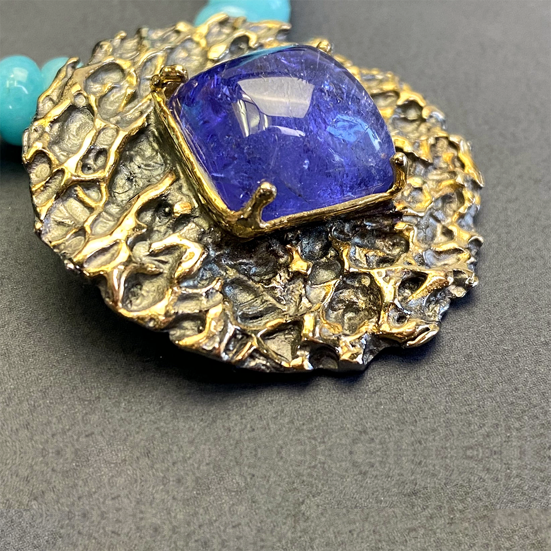 Floral Collection Amazonite and Tanzanite Necklace