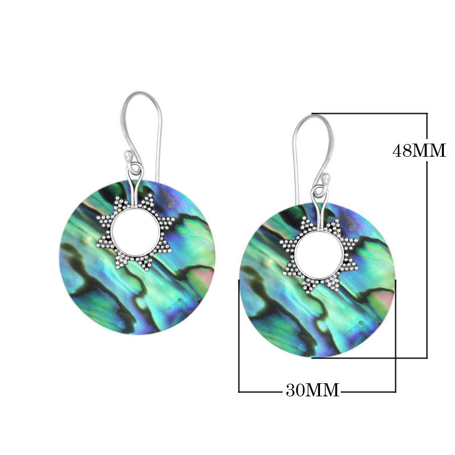 Round Abalone Shell Sterling Silver Earrings