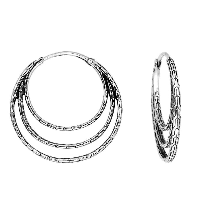 Triple Hoop Sterling Silver Earrings