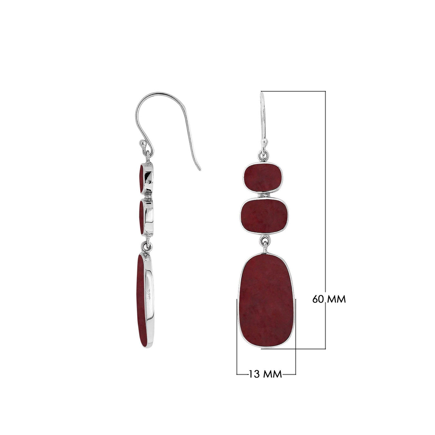 Red Coral Sterling Silver Earrings