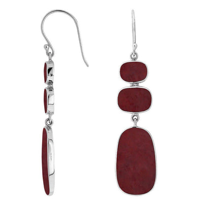 Red Coral Sterling Silver Earrings