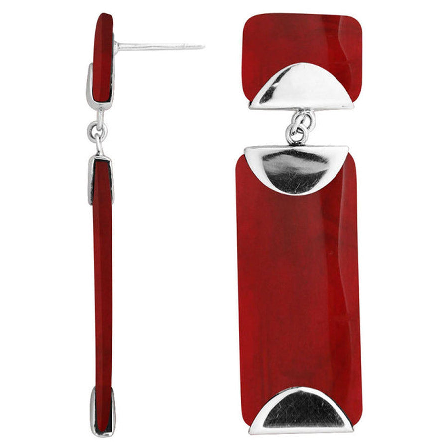 Accented Sterling Silver Rectangle Earrings