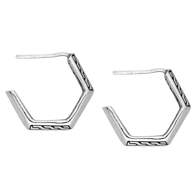 Sterling Silver Hexagon Hoops