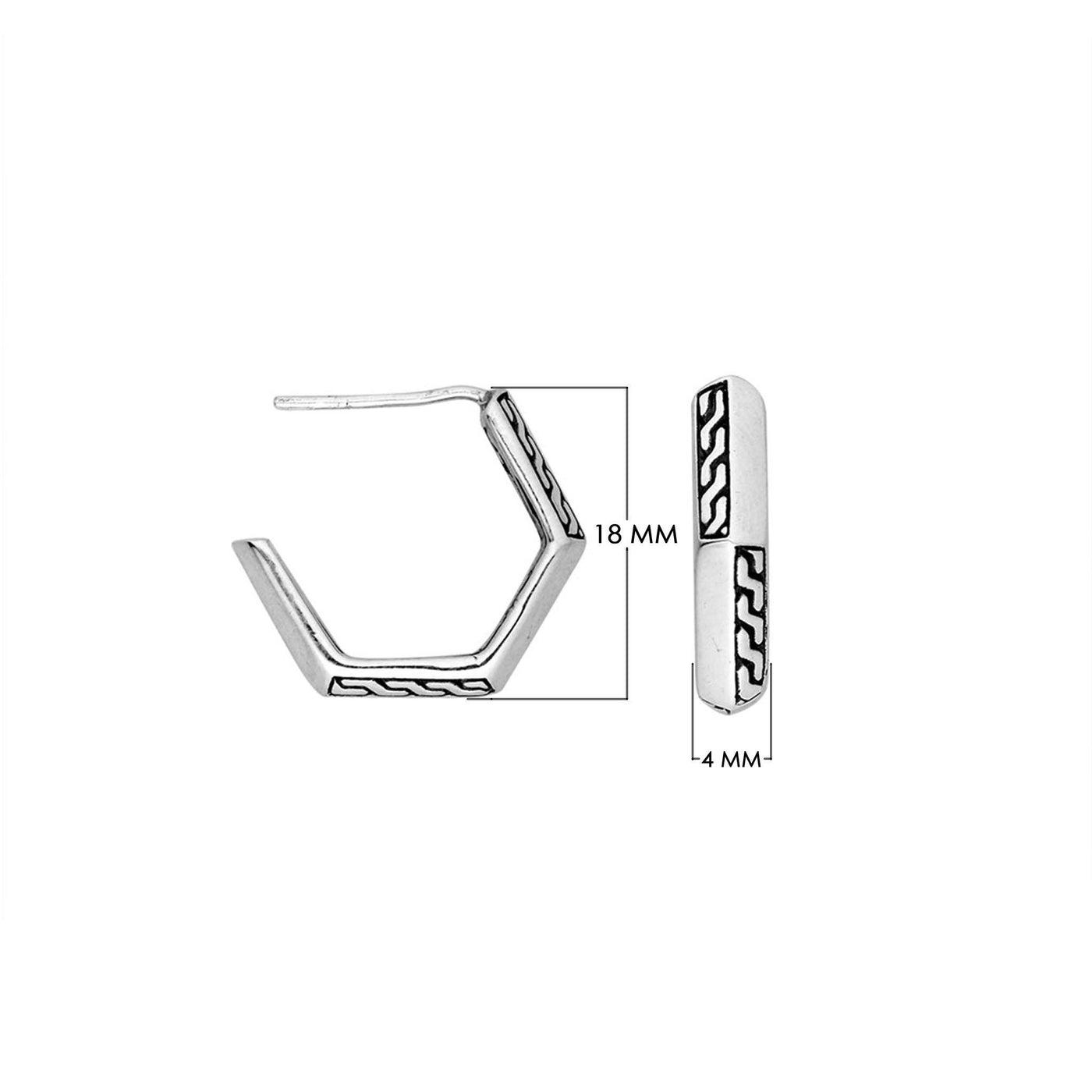 Sterling Silver Hexagon Hoops