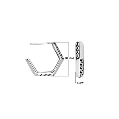 Sterling Silver Hexagon Hoops