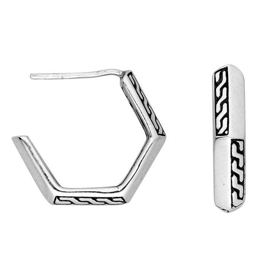 Sterling Silver Hexagon Hoops