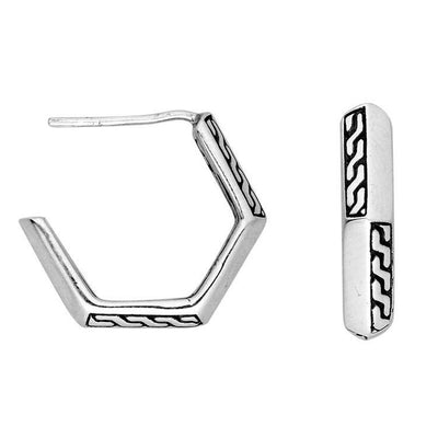 Sterling Silver Hexagon Hoops