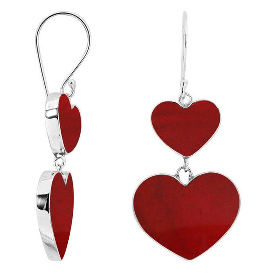 Double Heart Dangle Earrings