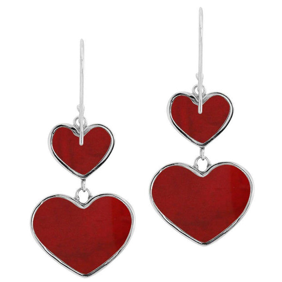 Double Heart Dangle Earrings