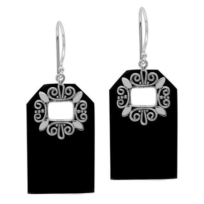 Black Shell Geometric Earrings