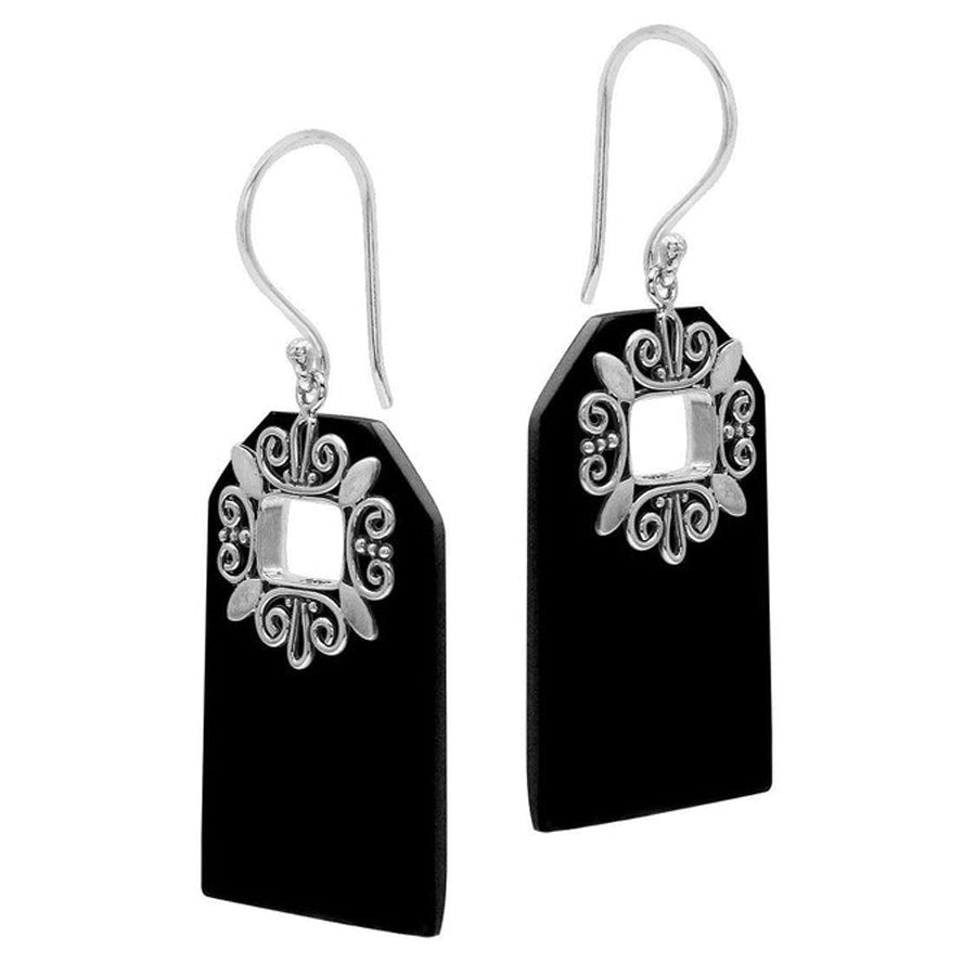 Black Shell Geometric Earrings