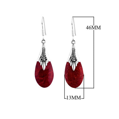 Red Coral Teardrop Earrings