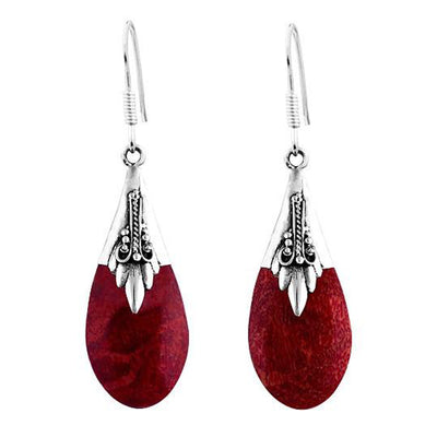 Red Coral Teardrop Earrings