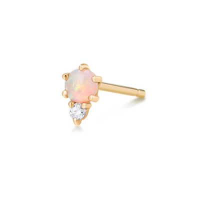 ZENA | Single Opal and Diamond Stud