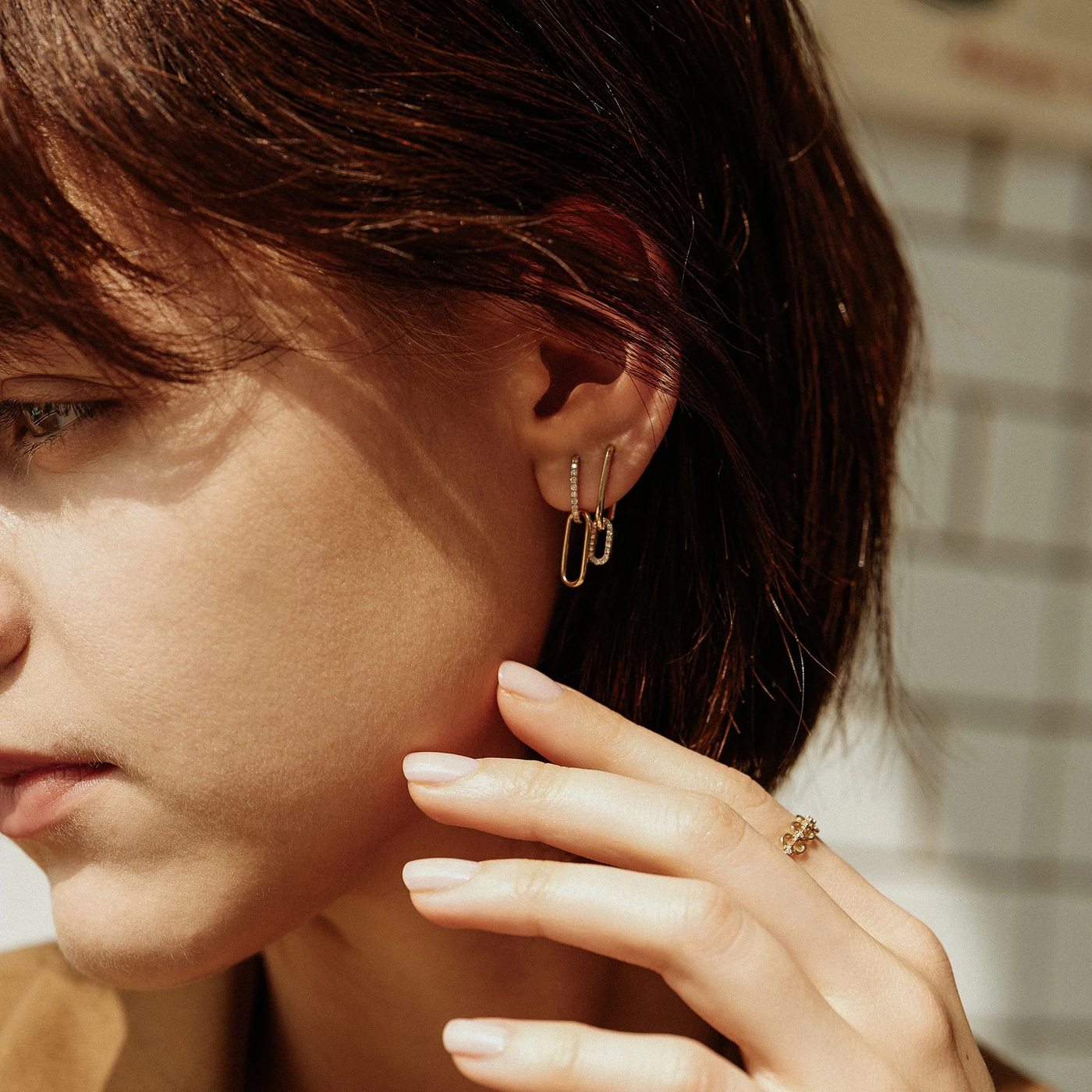 LOUISA | Diamond Paper Clip Single Huggie Hoop