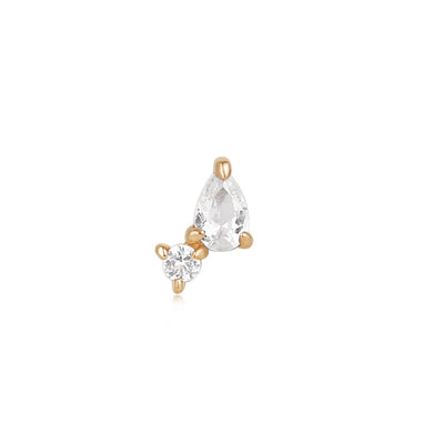THEA | Pear and Round White Sapphire Threadless Flatback Earring