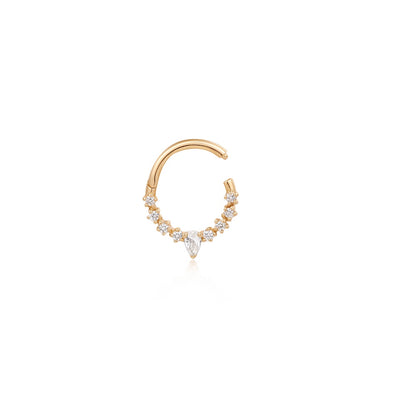 KALENA | Pear and Round White Sapphire Clicker Hoop