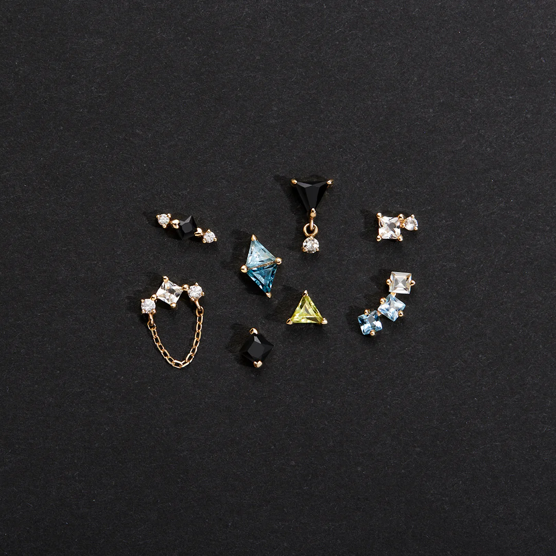 TRIXY | Trillion-cut Peridot Threadless Flatback Earring
