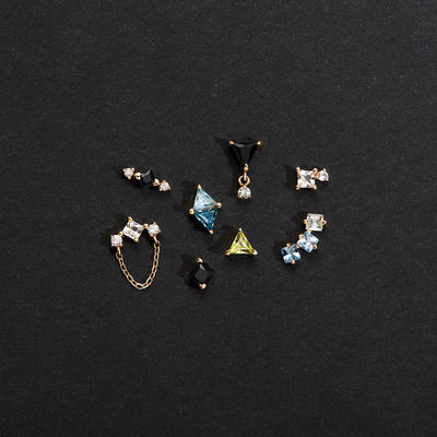 TRIXY | Trillion-cut Peridot Threadless Flatback Earring