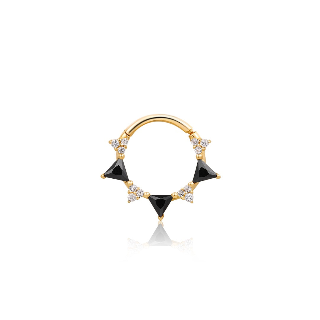 TESSA| Black Spinel and White Sapphire Clicker Hoop