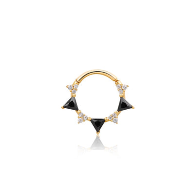 TESSA| Black Spinel and White Sapphire Clicker Hoop
