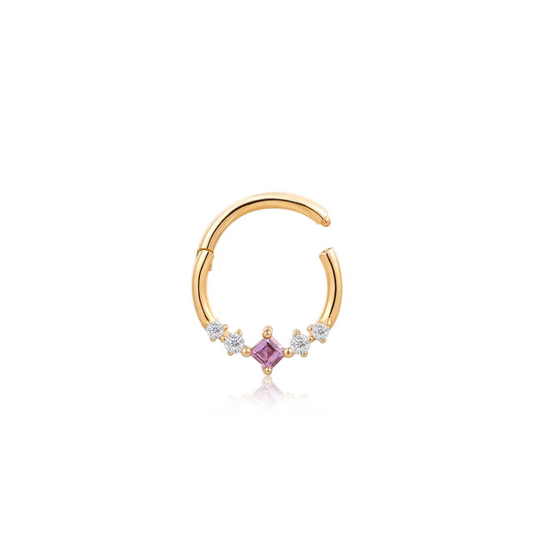 CHERIE | Amethyst and White Sapphire Clicker Hoop