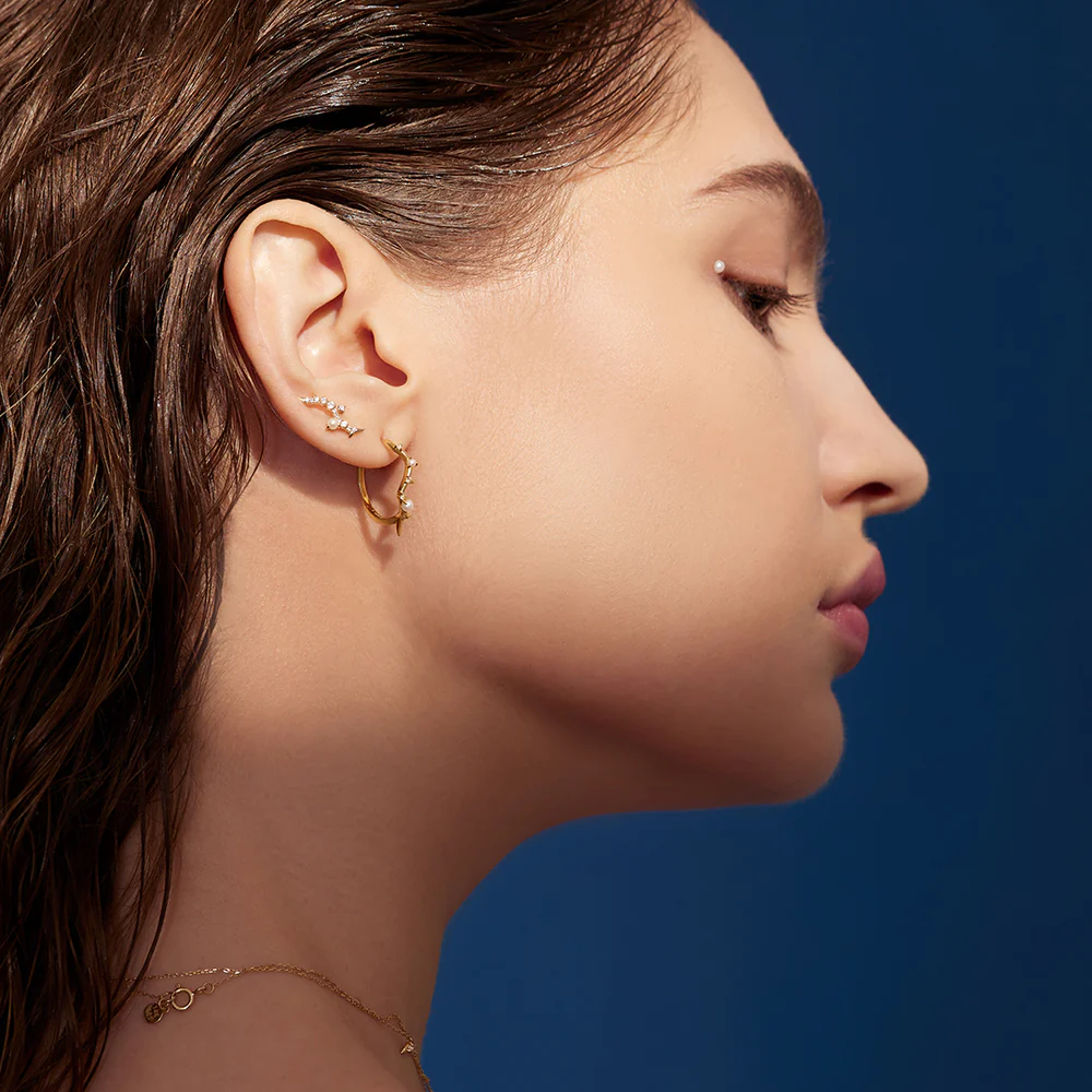 KAIA | Pearl and White Sapphire Climber Studs