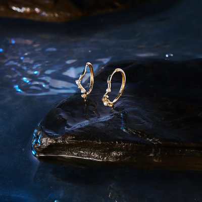 LANA | Pearl and White Sapphire Curved Huggie Hoops