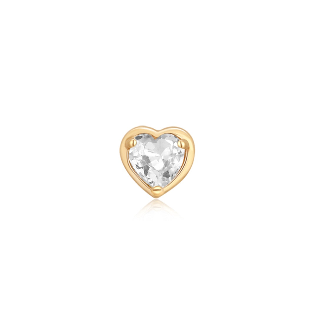 ARABELLA | White Sapphire Heart Threadless Flatback Earring