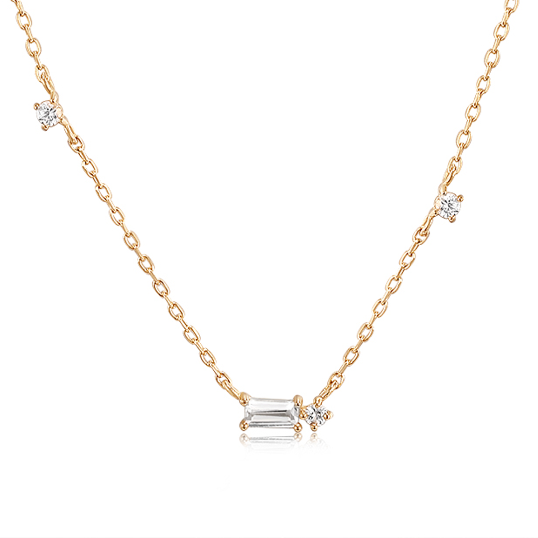 Danica | Baguette White Sapphire Station Necklace