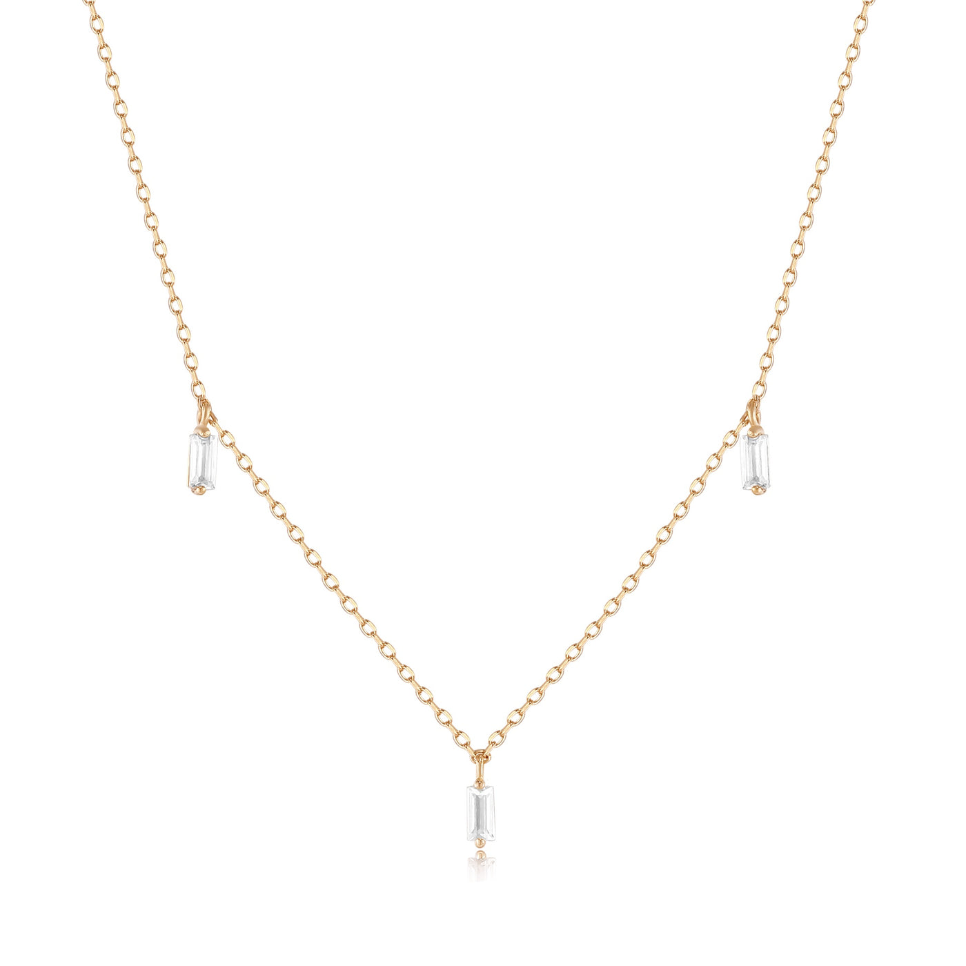 Marina | Floating Triple Baguette White Sapphire Necklace