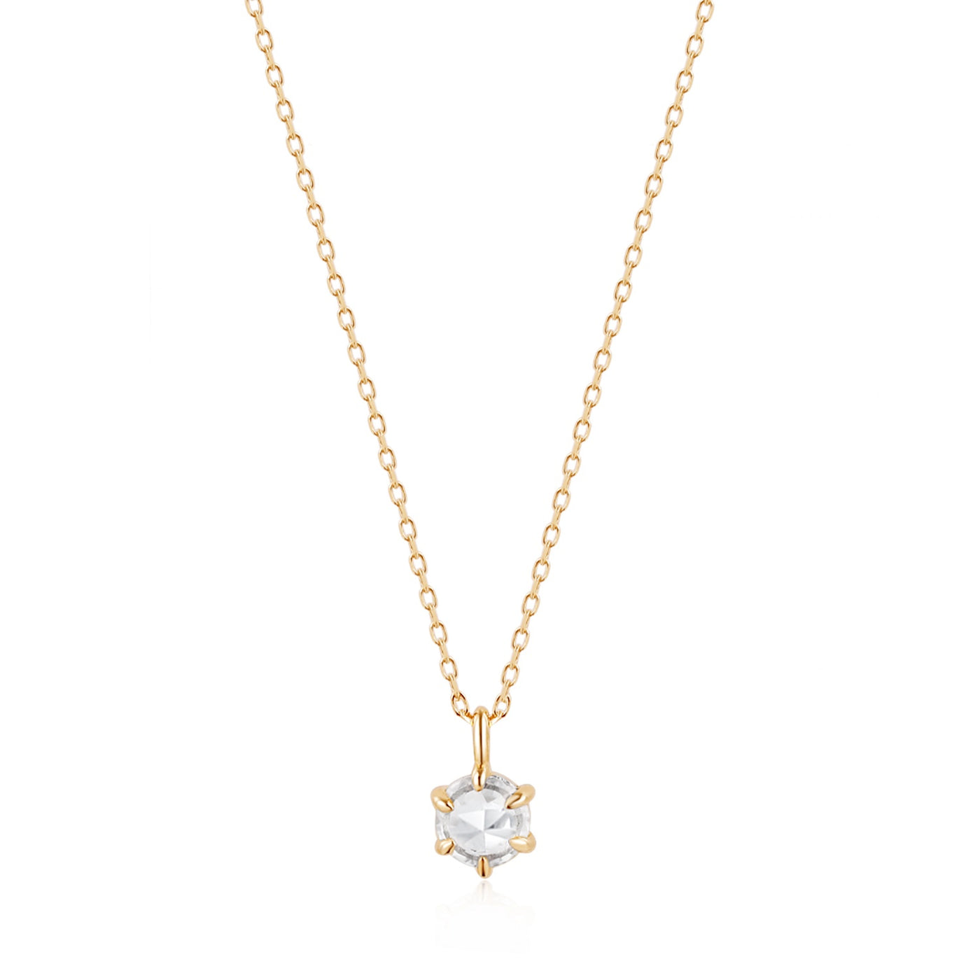MARILYN | Rose Cut White Sapphire Solitaire Necklace