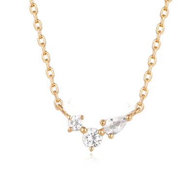 CAMI | Pear and Round White Sapphire Necklace