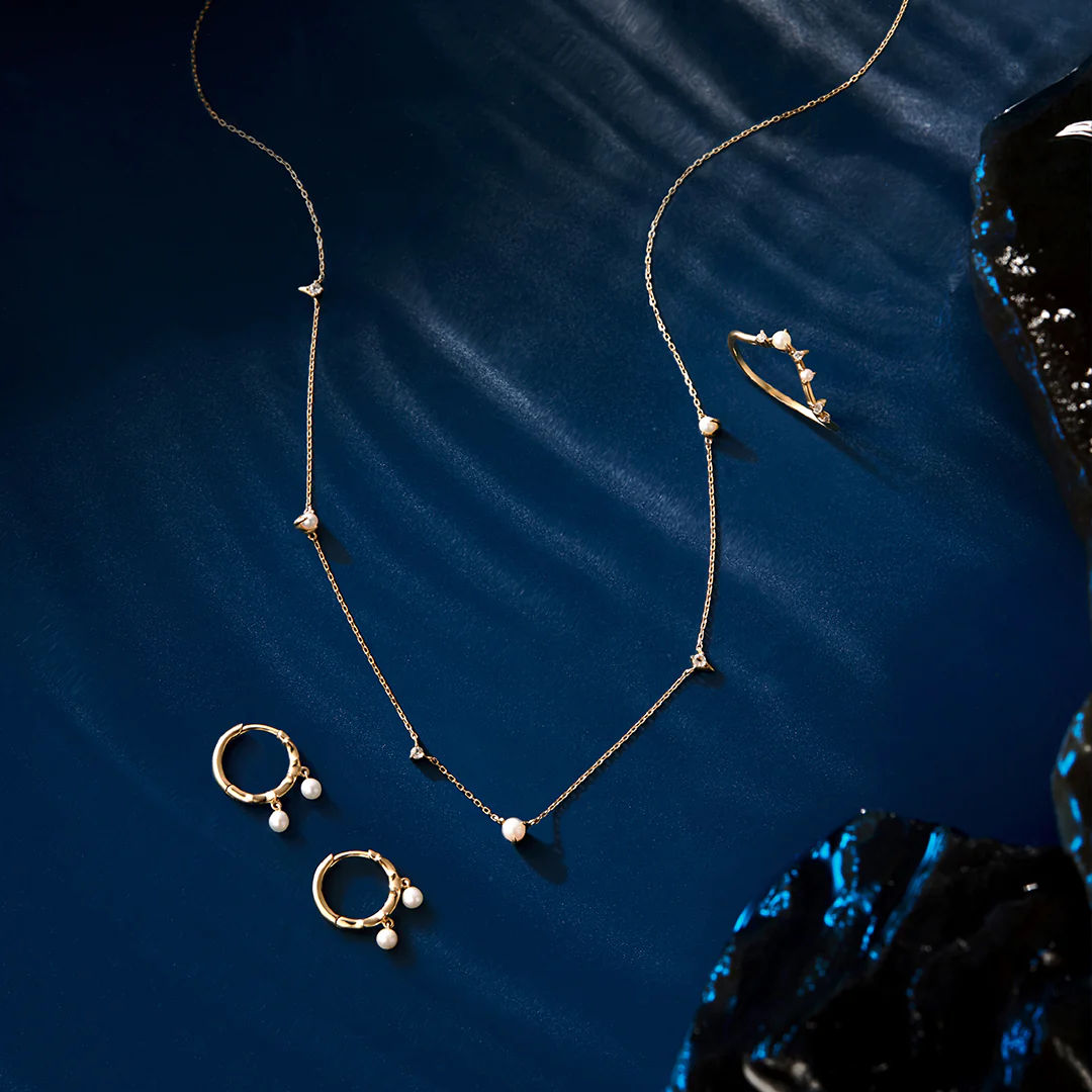 LORELEI | Huggie Hoops with Pearl Drops