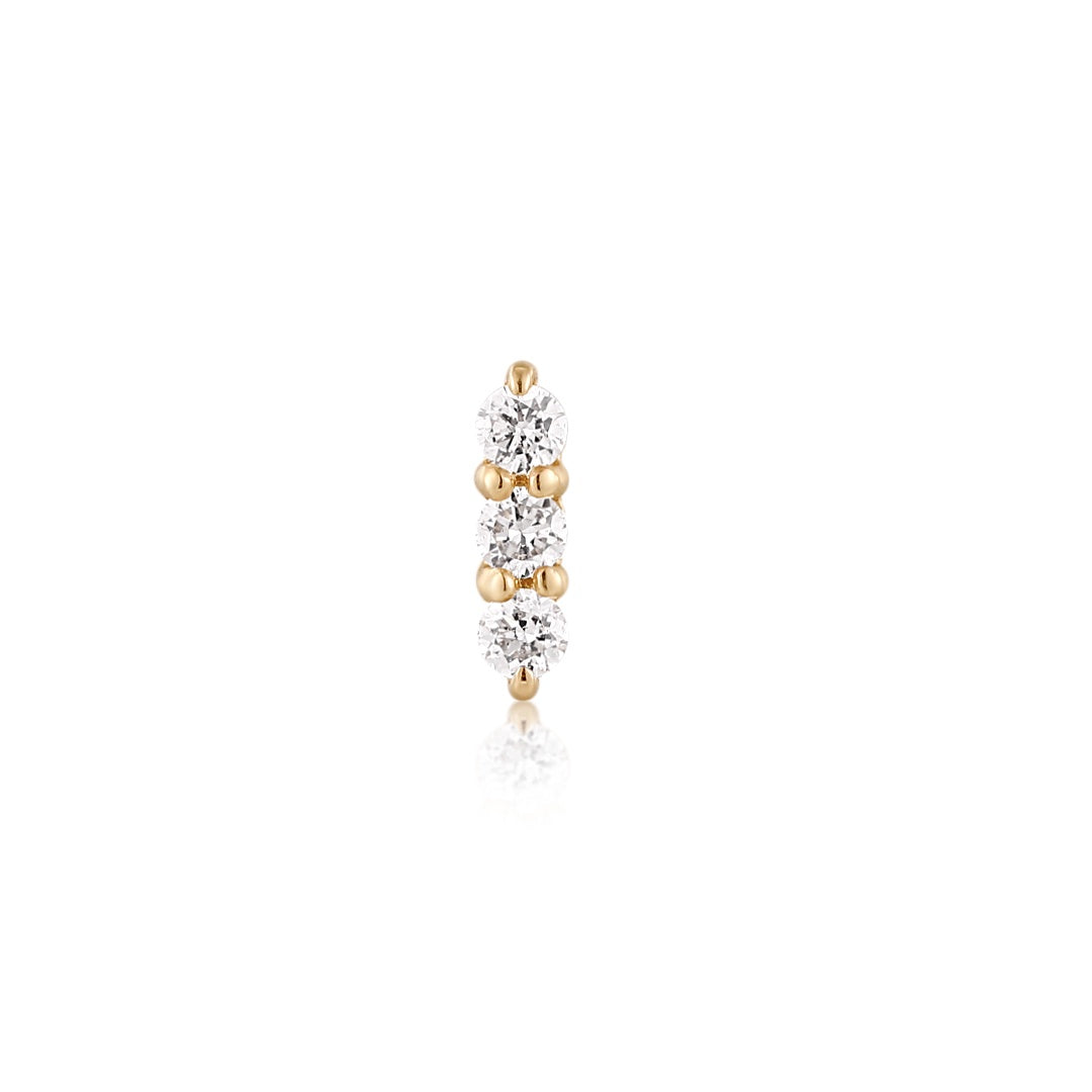 AGNES | Triple Diamond Threadless Flatback Earring