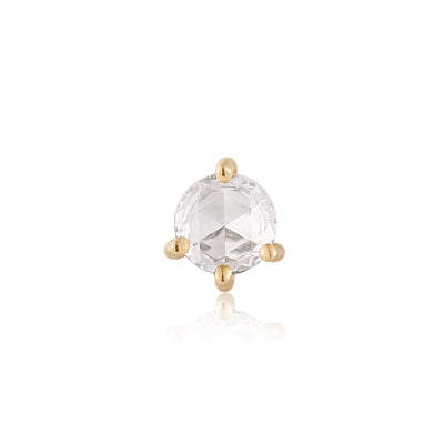 ROSALYN | Rose Cut White Sapphire Solitaire Threadless Flatback Earring
