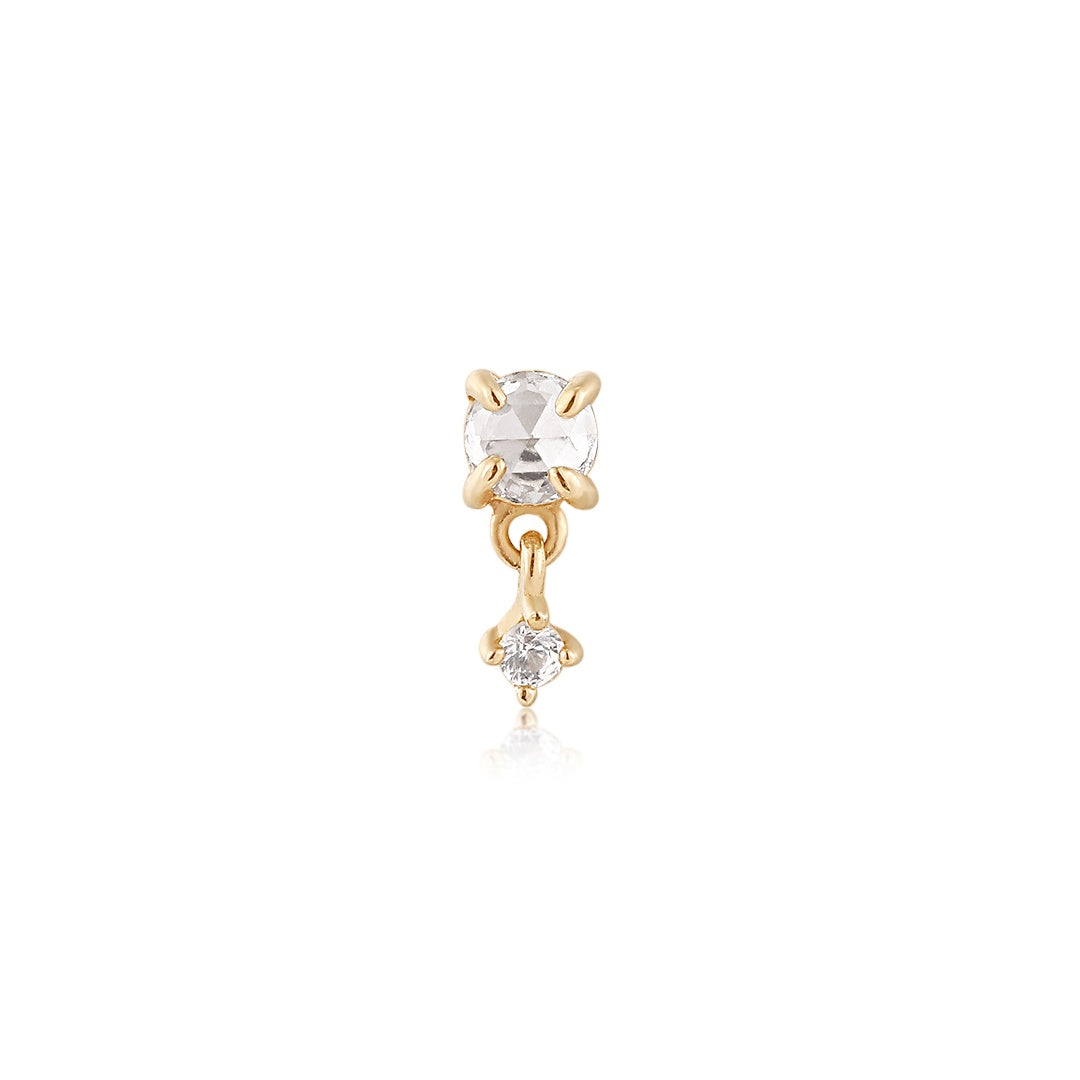 IDA | Rose Cut Double White Sapphire Threadless Flatback Earring