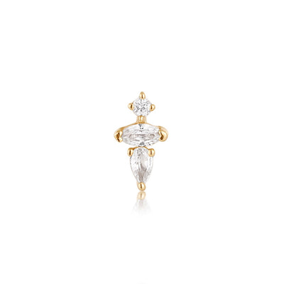 LANI | Pear and Round White Sapphire Threadless Flatback Earring