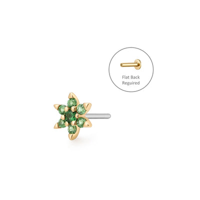 LOTUS | Floral Tsavorite Threadless Flatback Earring