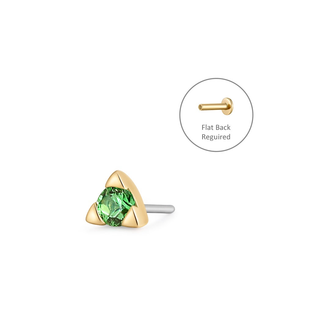 PAZ | Tsavorite Pyramid Threadless Flatback Earring