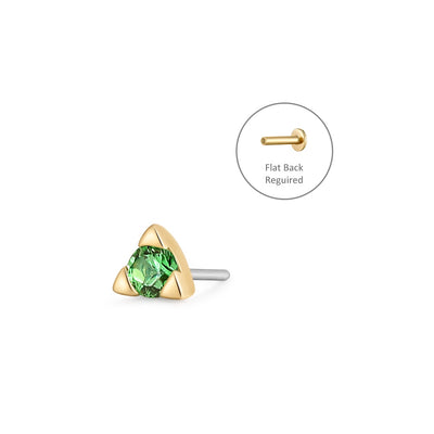 PAZ | Tsavorite Pyramid Threadless Flatback Earring