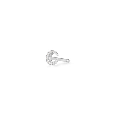 SELENE | Diamond Crescent Moon Single Stud Earring