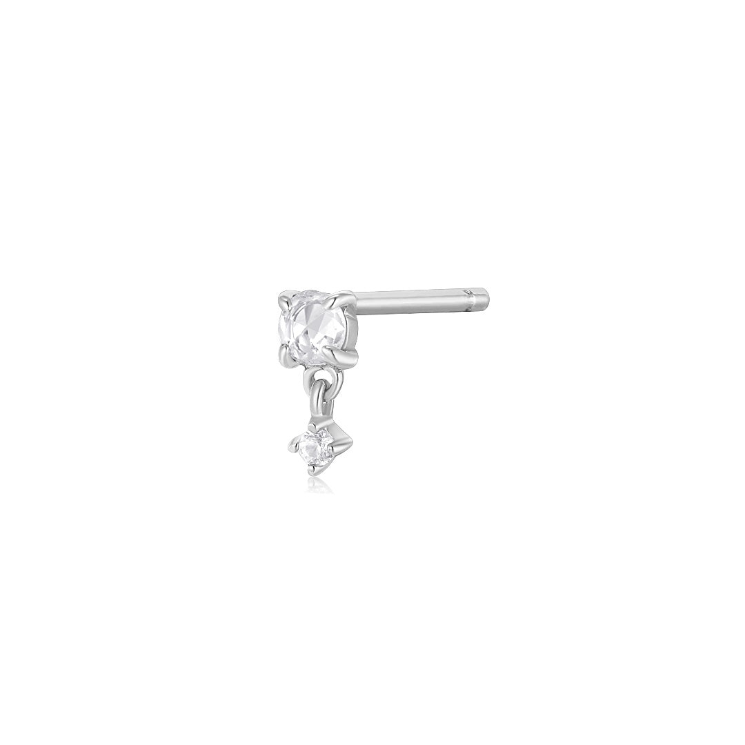 IDA | Rose Cut Double White Sapphire Stud Earring