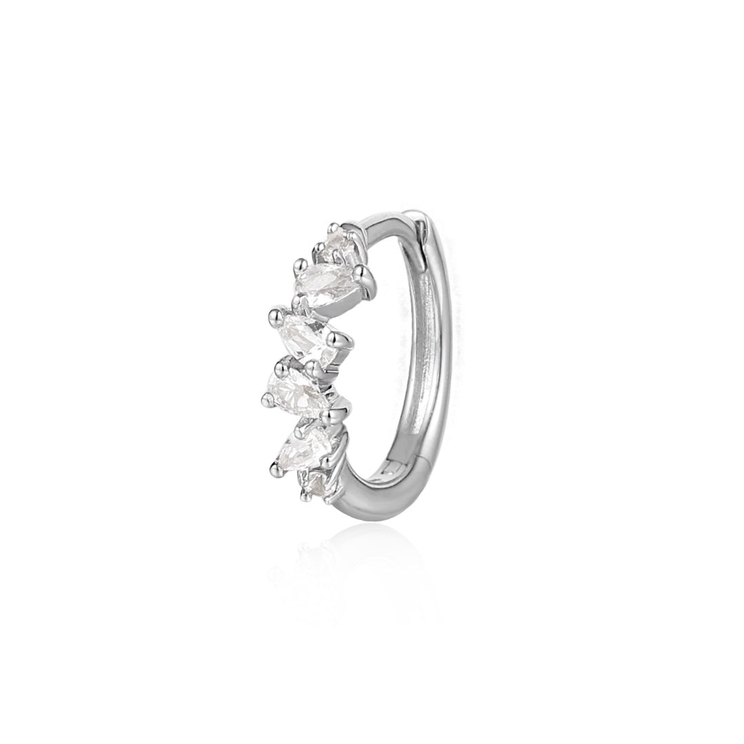 LEIGH | Pear and Round White Sapphire Huggie Hoop