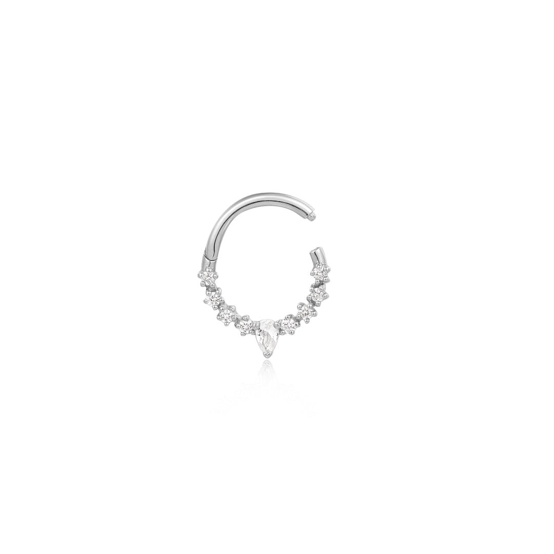 KALENA | Pear and Round White Sapphire Clicker Hoop