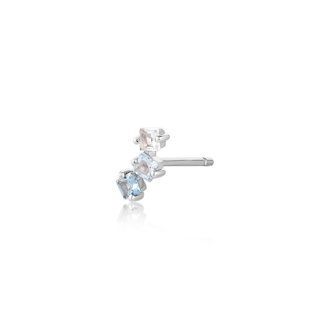WAVE | Blue Topaz Tri-tone Stud Earring